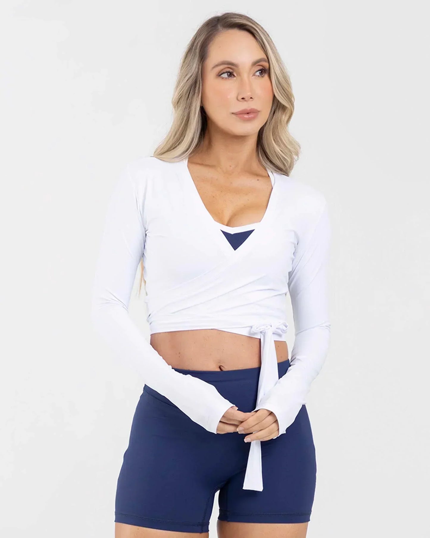 Blusa Blanca Manga Larga Fiber