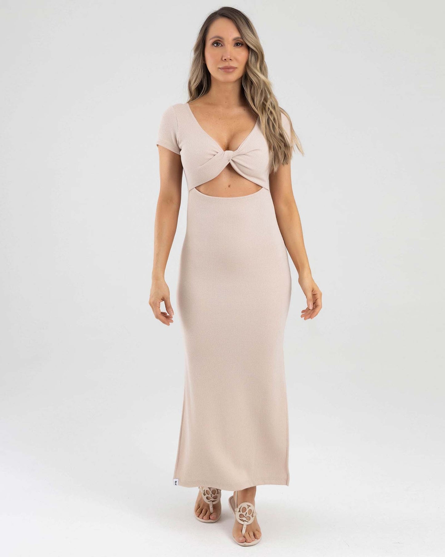 Vestido Largo Beige Fiber