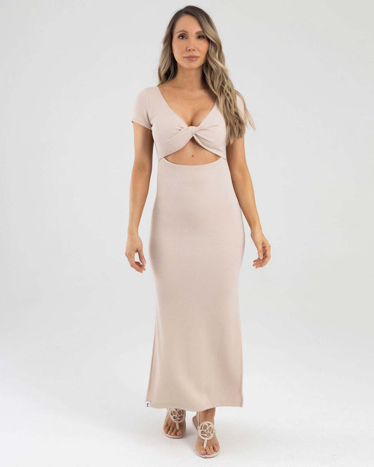Vestido Largo Beige Fiber