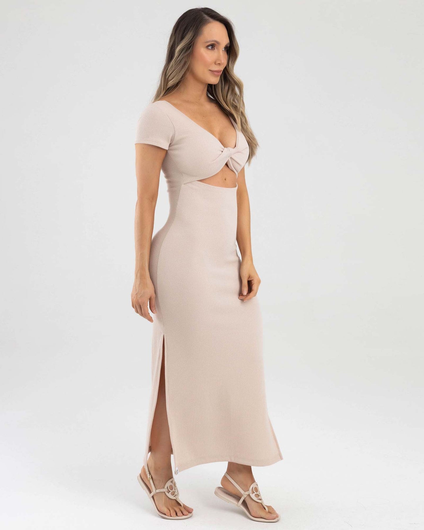Vestido Largo Beige Fiber