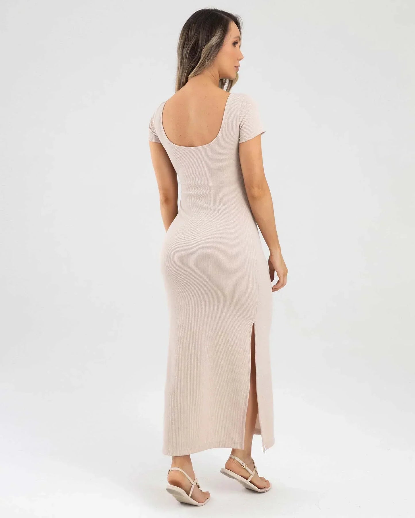 Vestido Largo Beige Fiber