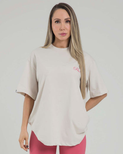 Camiseta Overside Crema Fiber
