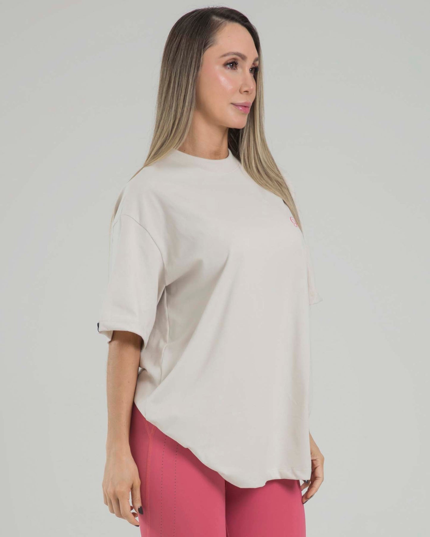 Camiseta Overside Crema Fiber