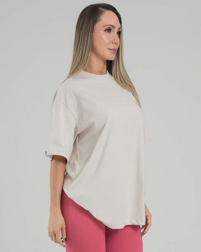 Camiseta Overside Crema Fiber