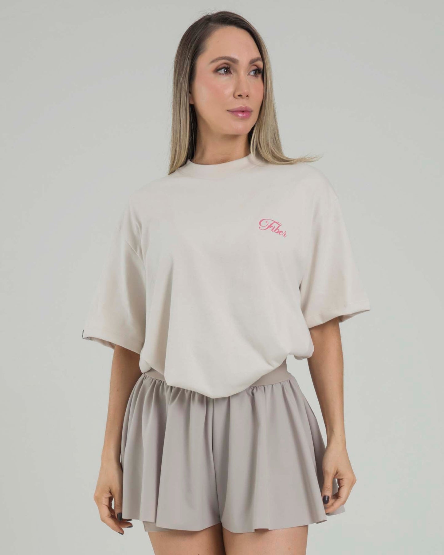 Camiseta Overside Crema Fiber