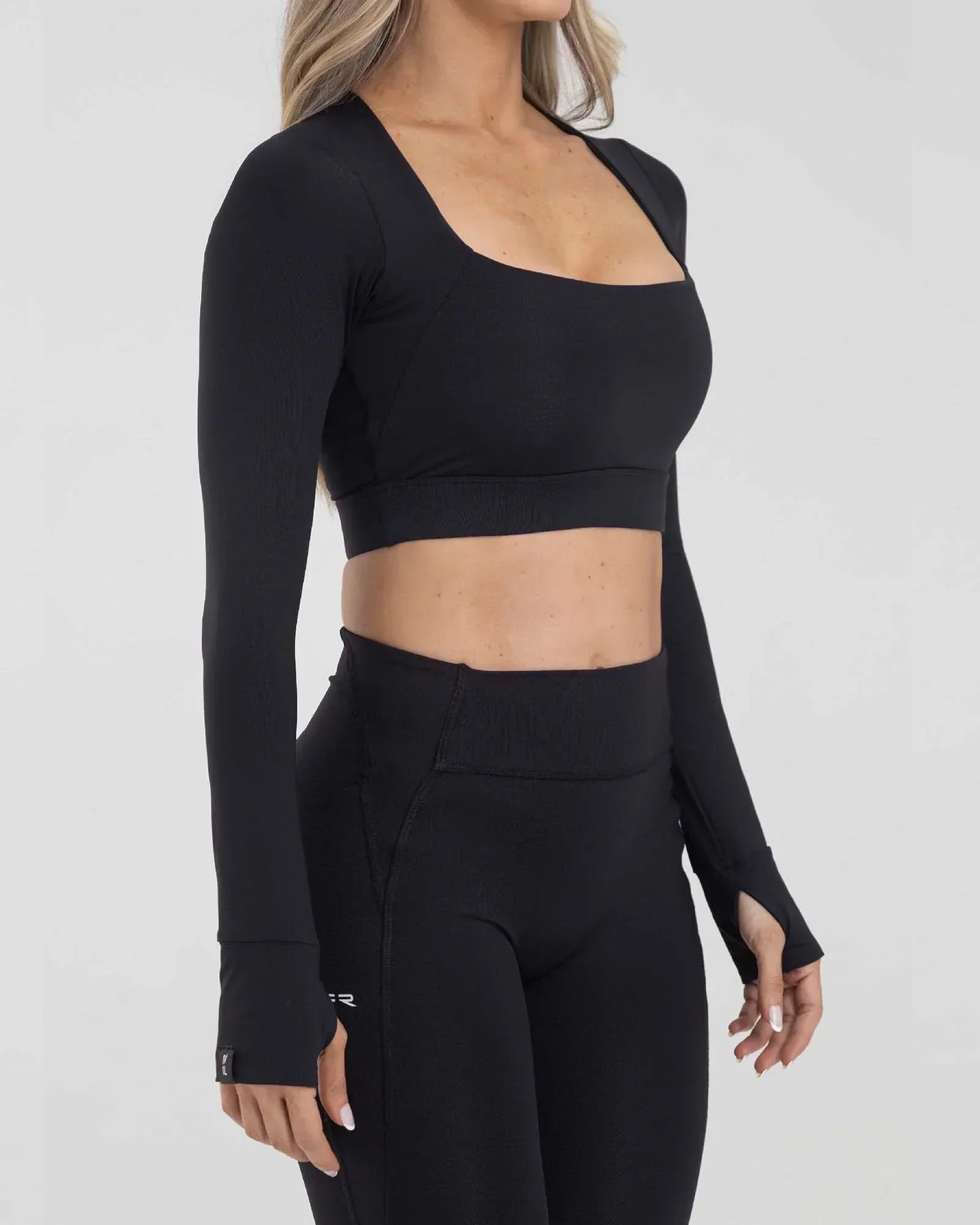Top Manga Larga Negro Fiber
