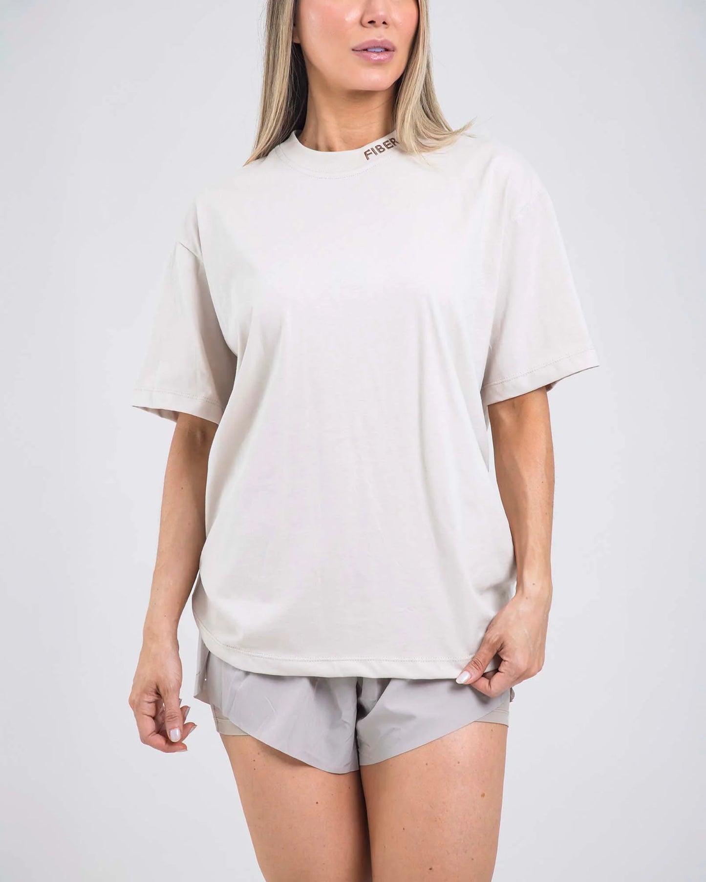 Camiseta Overside Crema Fiber