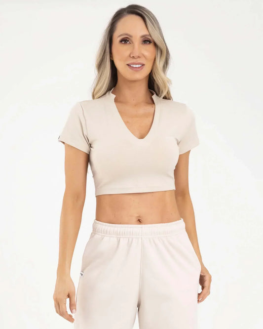 Camiseta Corta Beige Fiber