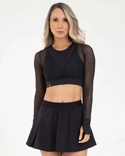 Top Manga Larga Negro Fiber