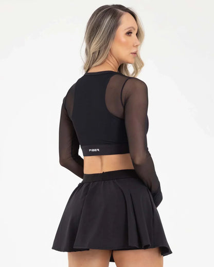 Top Manga Larga Negro Fiber