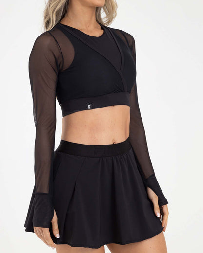 Top Manga Larga Negro Fiber