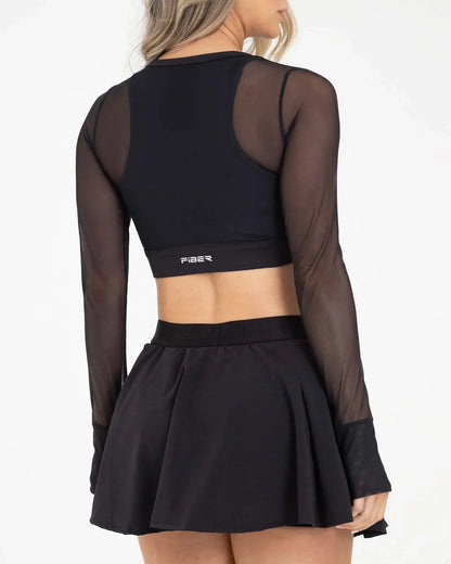 Top Manga Larga Negro Fiber