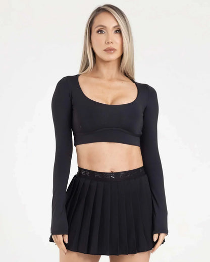 Top Manga Larga Negro Fiber