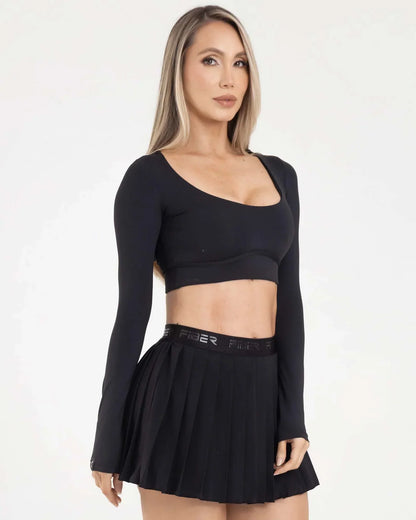Top Manga Larga Negro Fiber