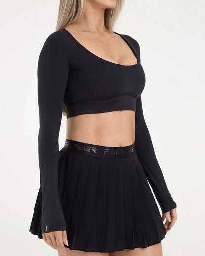 Top Manga Larga Negro Fiber