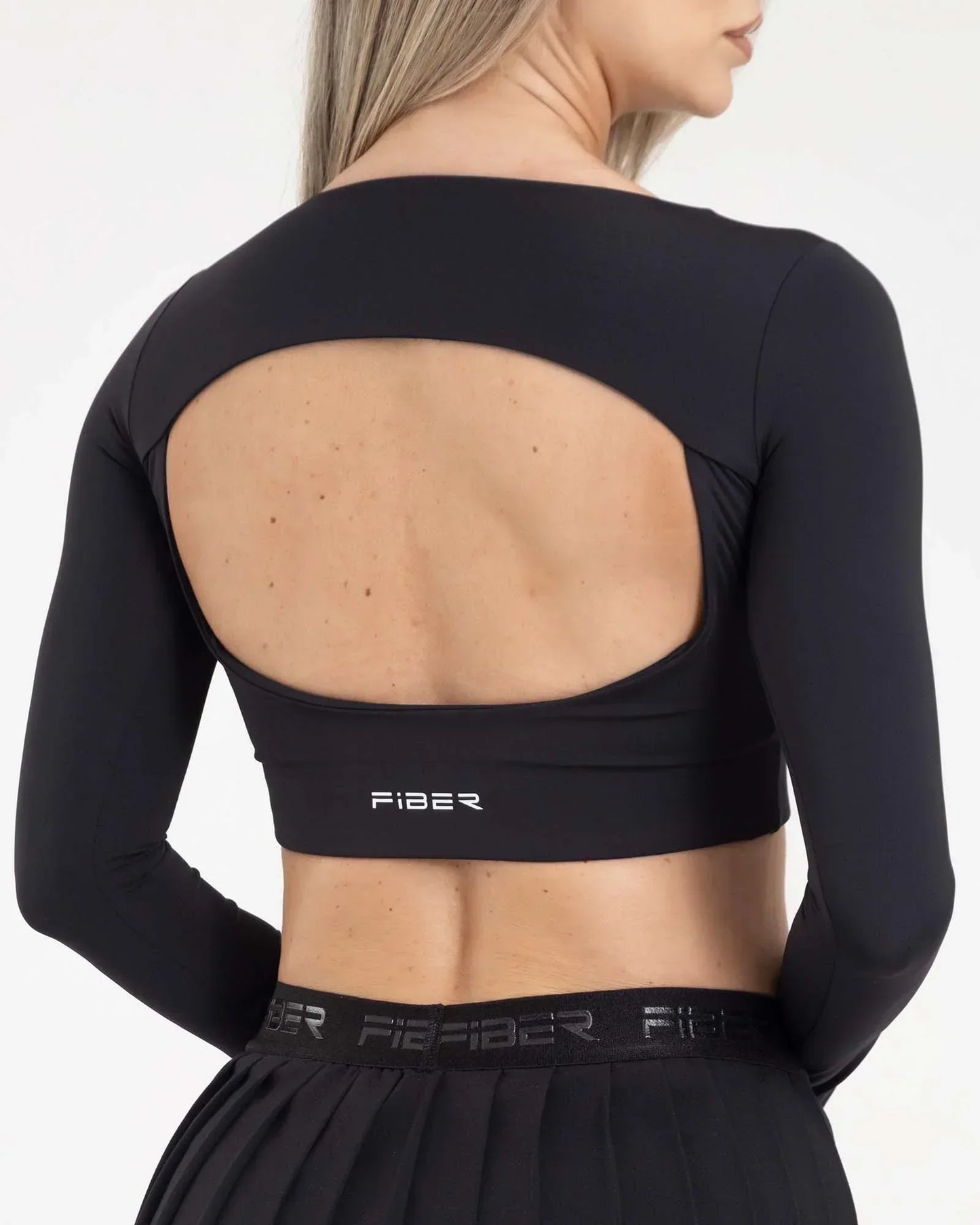 Top Manga Larga Negro Fiber