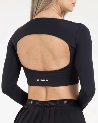 Top Manga Larga Negro Fiber